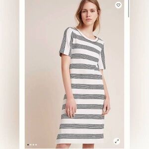 SATURDAY SUNDAY | Sallie Cream Black Cotton Striped Midi Dress Size S